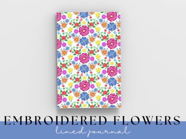 Embroidered Flowers Lined Journal