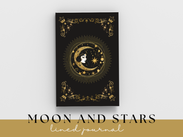 Moon and Stars Lined Journal