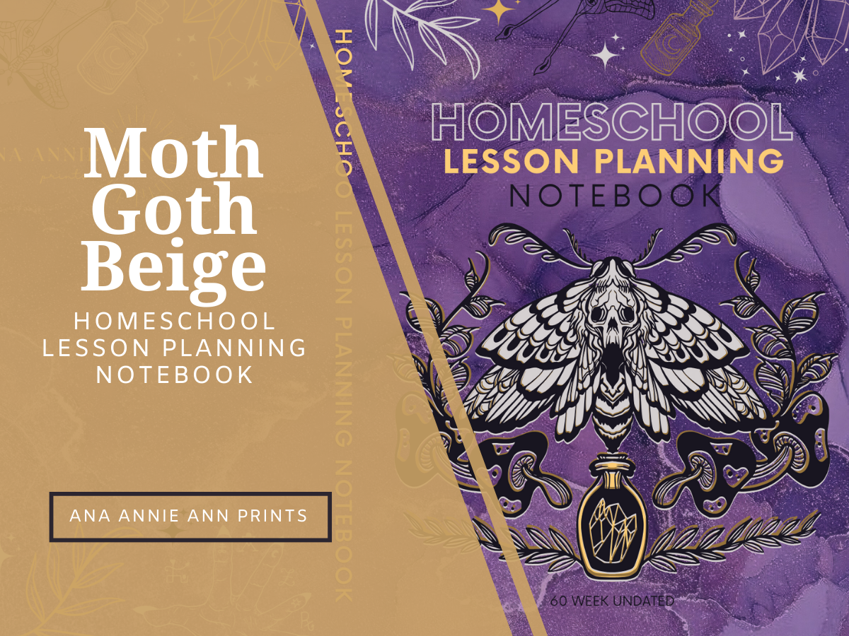 Secular Homeschool Planner-Moth Goth Purple